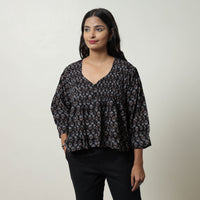 Black - Ajrakh Block Printed Cotton Crop Top 02