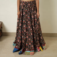 Multicolor - Hand Block Printed Cotton Long Bagru Skirt 08