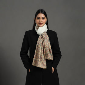 Beige - handcrafted patchwork woollen stole 05