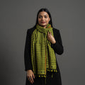 Green Kutch Weaving Handwoven Bharwadi Checks Woollen Stole