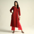 Red - Bagh Block Printed Cotton Kurta with Palazzo Set