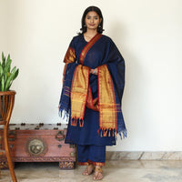 Blue - Dharwad Cotton Kurta with Palazzo & Dupatta Set 20