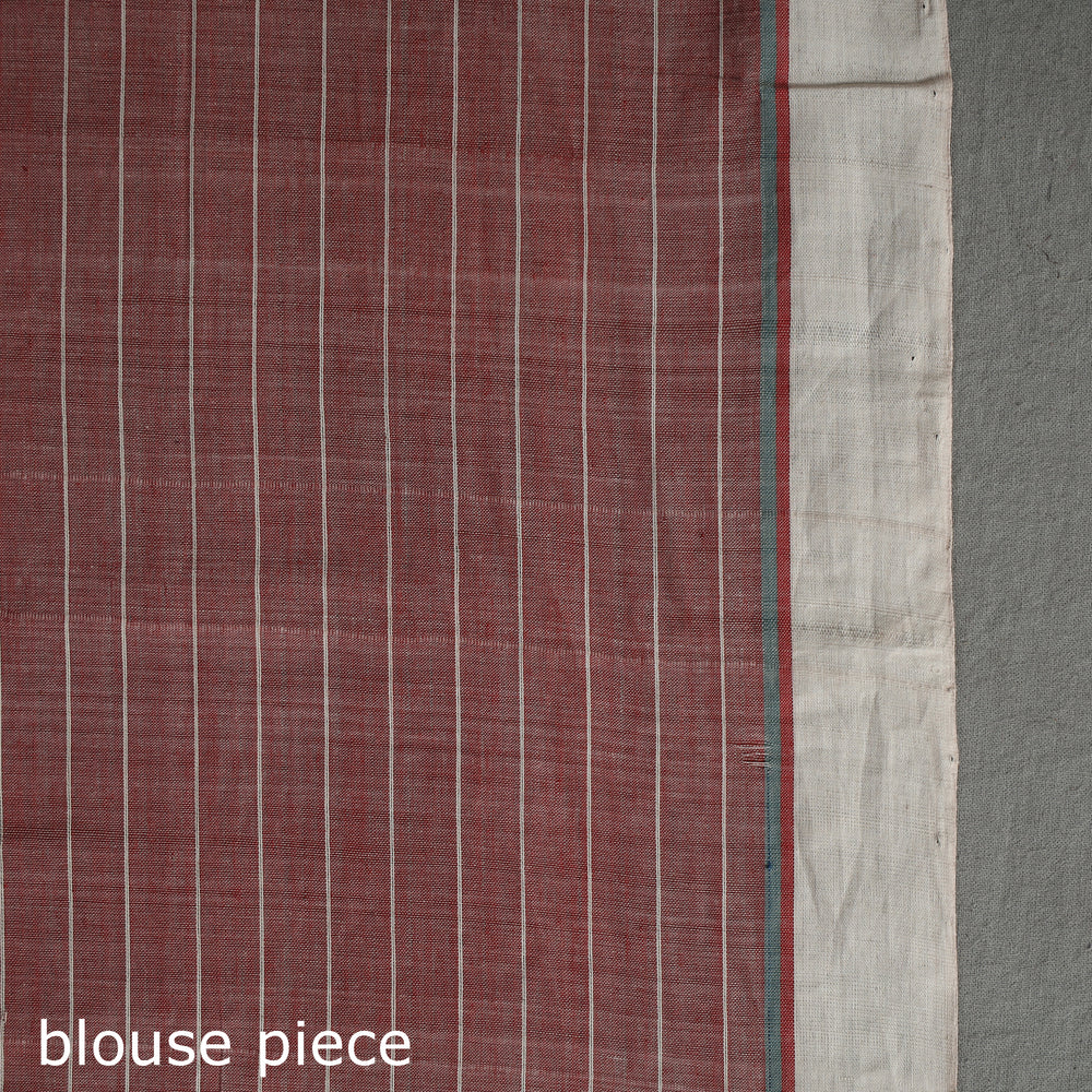 Maroon - Pure Handloom Natural Dyed Checks Cotton Saree 21