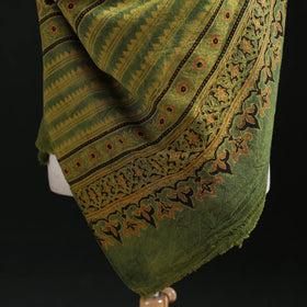 Ajrakh Hand Block Print Natural Dyed Handwoven Acrylic Wool Shawl 34