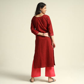 Red - Bagh Block Printed Cotton Kurta with Palazzo Set