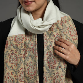 Beige - handcrafted patchwork woollen stole 05