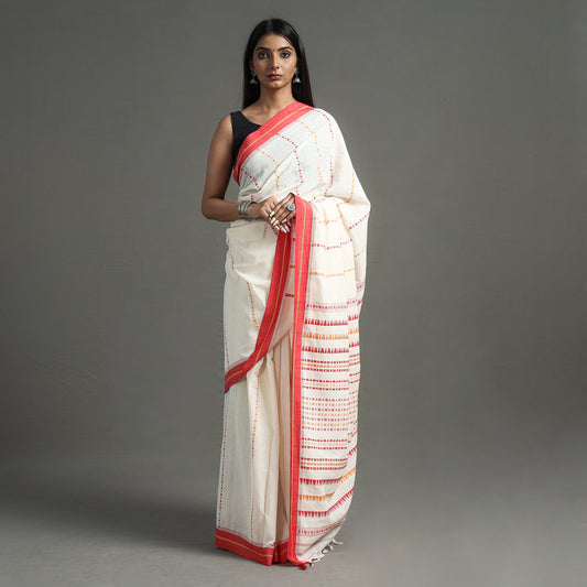 White - Begampuri Handloom Cotton Saree