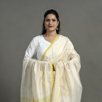 White - Handloom Silk Cotton Maheshwari Dupatta 12