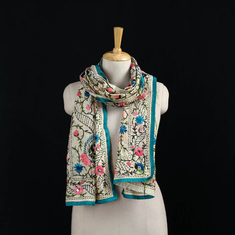 Ranihati Chanderi Silk Hand Embroidered Stole 21