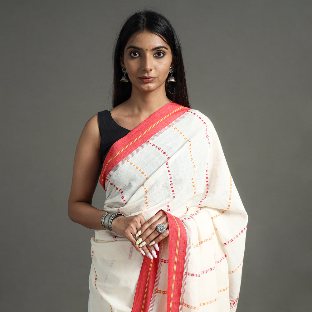 White - Begampuri Handloom Cotton Saree