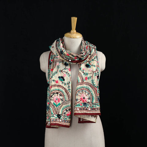 Ranihati Chanderi Silk Hand Embroidered Stole 23