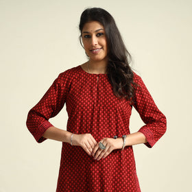 Red - Bagh Block Printed Cotton Kurta with Palazzo Set