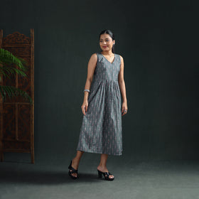 Pochampally Ikat Cotton Sleeveless Flared Long Dress for Women 18