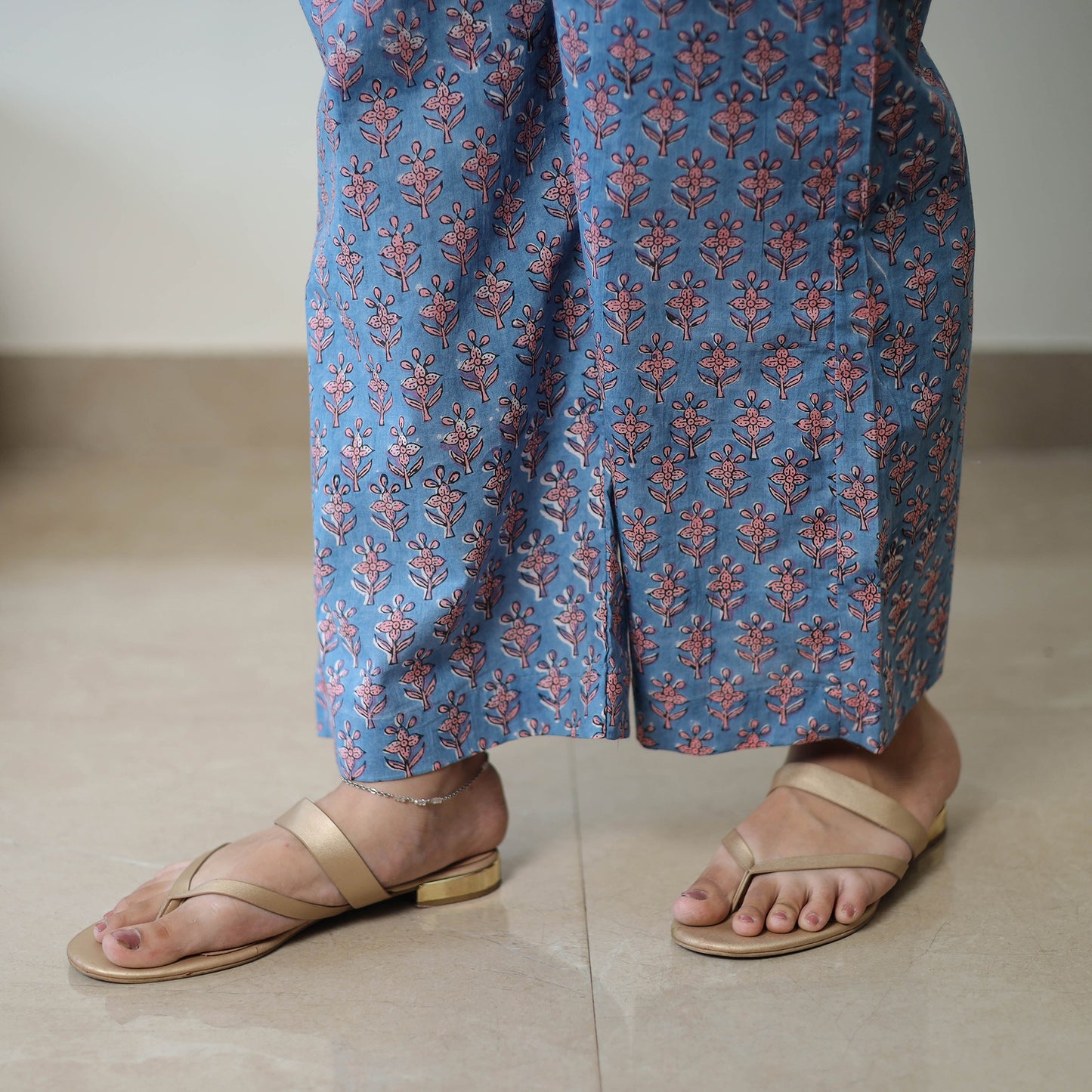 Blue - Block Printed Cotton Sanganeri Co-Ord Set 06