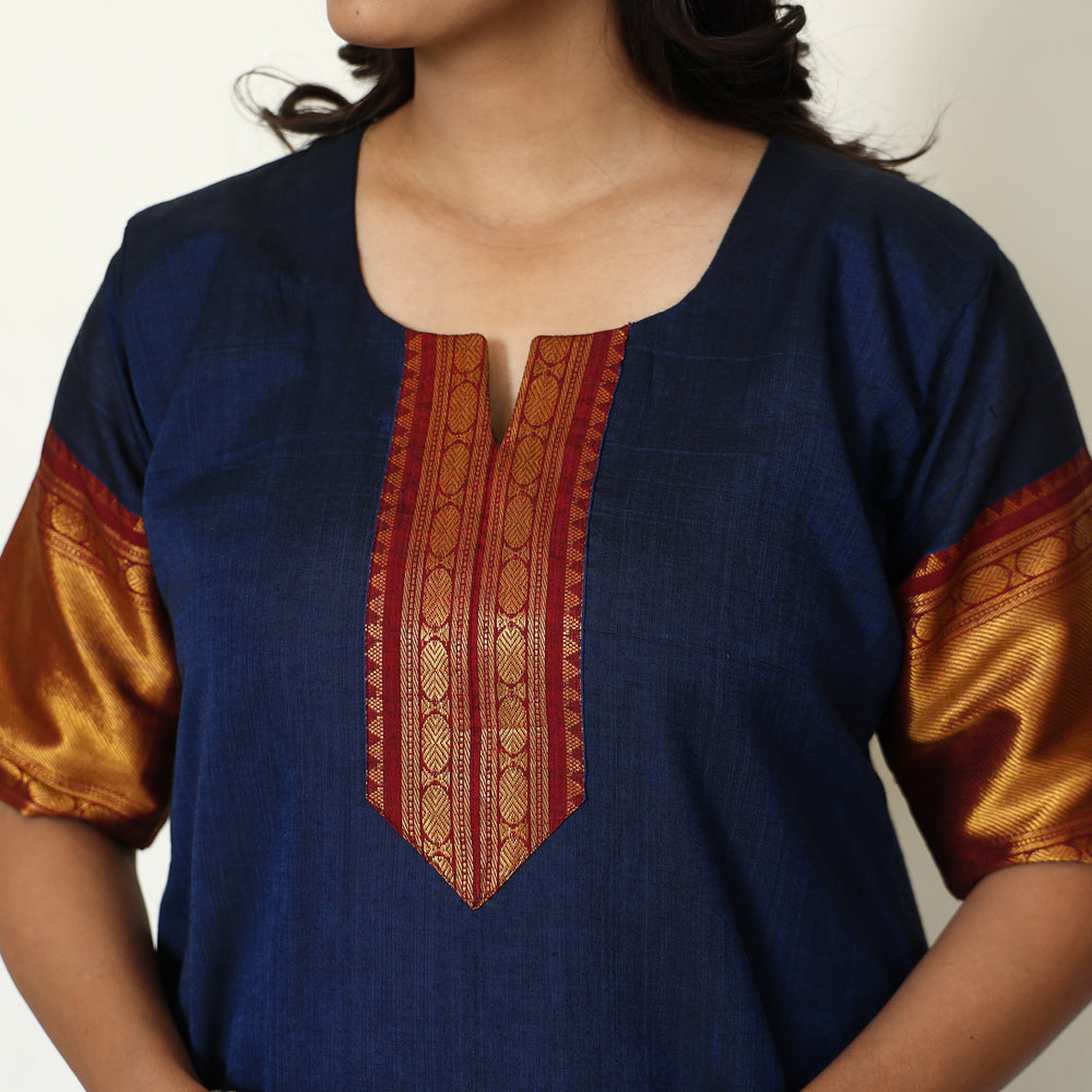 Blue - Dharwad Cotton Kurta with Palazzo & Dupatta Set 20