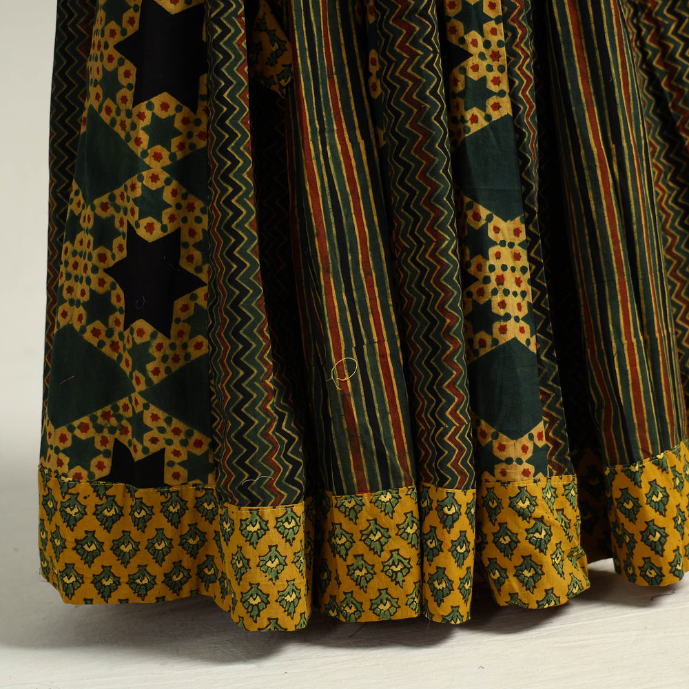 Multicolor - Kutch Block Printed 24 Kali Cotton Long Skirt 13