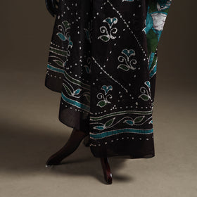 Brown - hand batik print cotton dupatta 42 - handcrafted