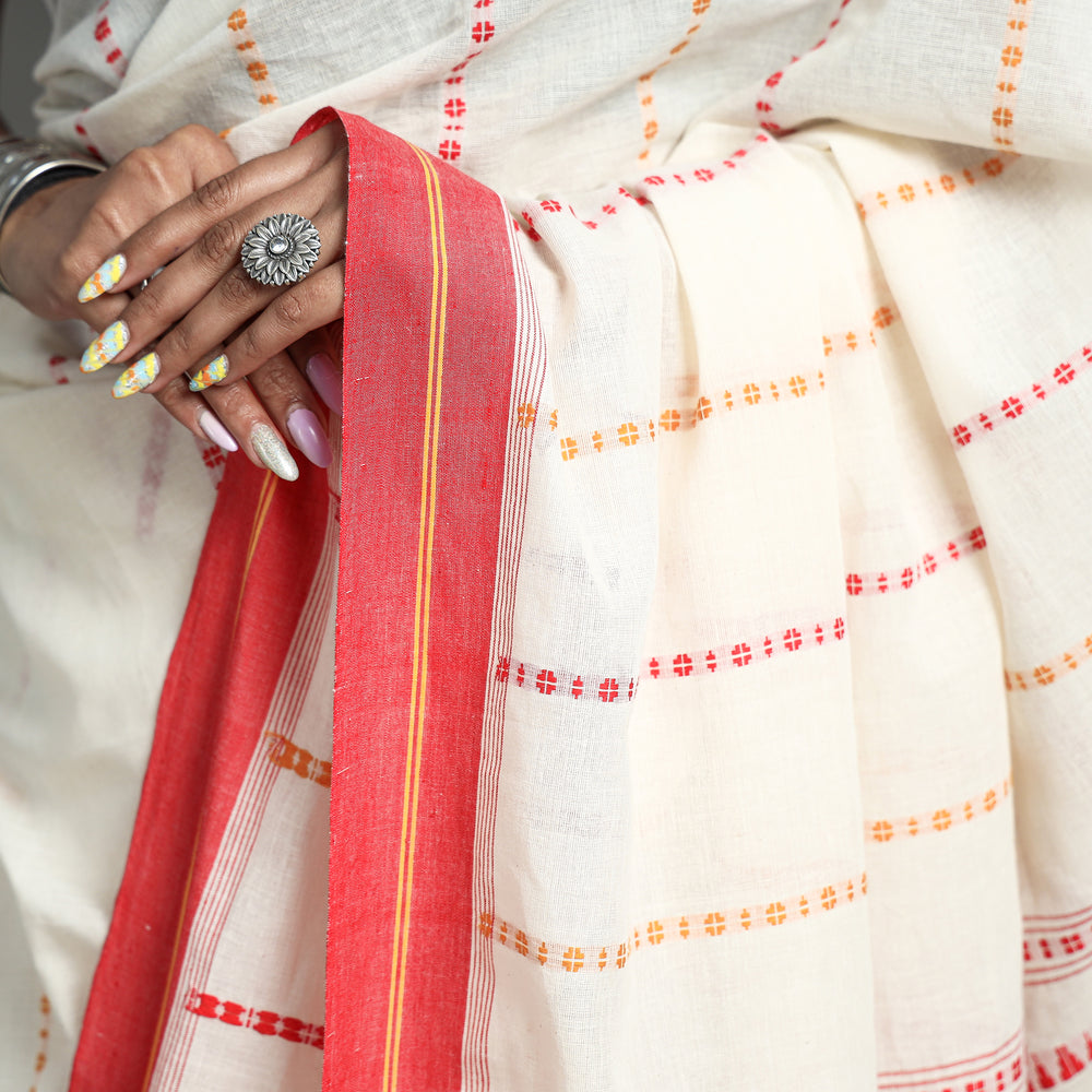 White - Begampuri Handloom Cotton Saree