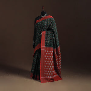 Green - Pochampally Ikat Weave Mercerised Cotton Saree 16