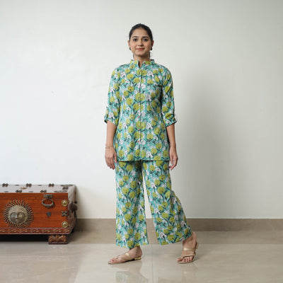 Green - Block Printed Cotton Sanganeri Co-Ord Set 05