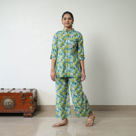 Green - Block Printed Cotton Sanganeri Co-Ord Set 05