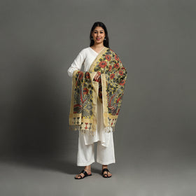 Yellow - mangalagiri cotton handpainted pen work kalamkari