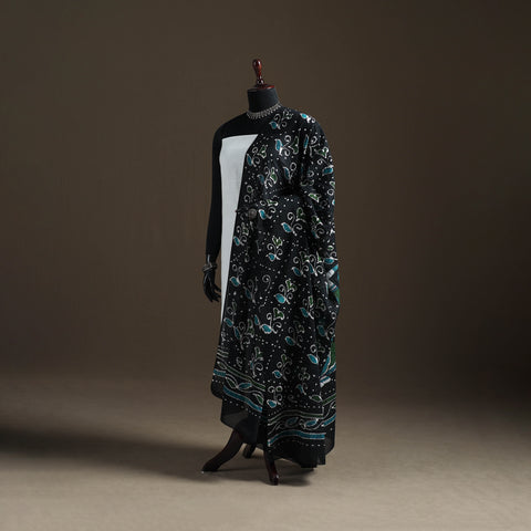 Black - Hand Batik Print Cotton Dupatta 33