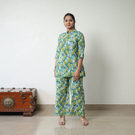 Green - Block Printed Cotton Sanganeri Co-Ord Set 05