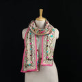 Beige - Ranihati Chanderi Silk Hand Embroidered Stole 24