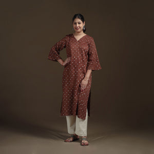 Bandhani Tie-Dye Cotton Straight Kurta for women 05