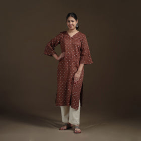 Bandhani Tie-Dye Cotton Straight Kurta for women 05