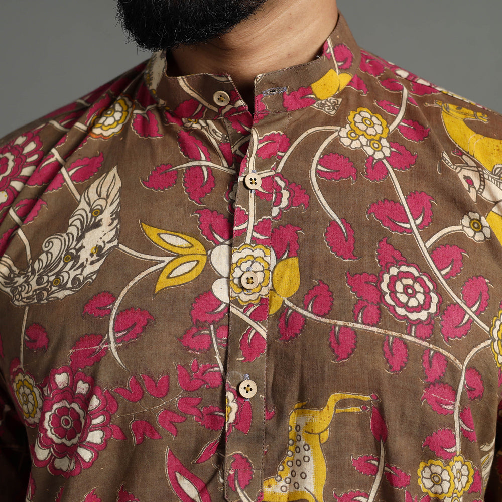 Kalamkari Printed Cotton Men Long Kurta 14