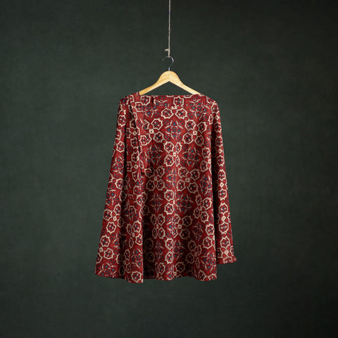Red - Ajrakh Hand Block Print Cotton Wrap Around Skirt 19