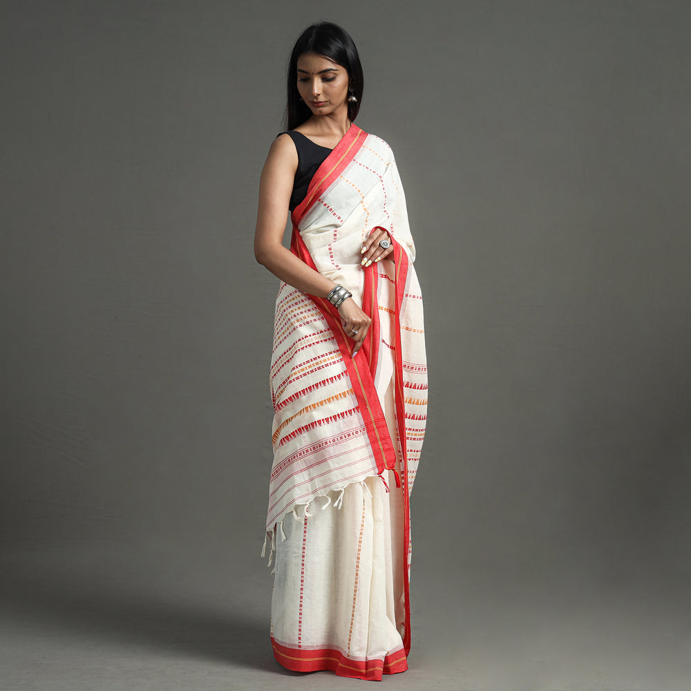 White - Begampuri Handloom Cotton Saree