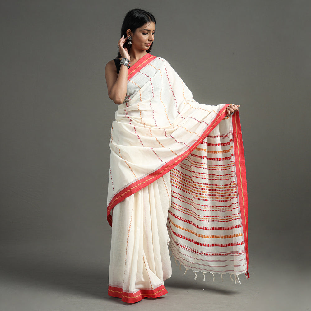 White - Begampuri Handloom Cotton Saree