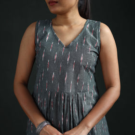 Pochampally Ikat Cotton Sleeveless Flared Long Dress for Women 18