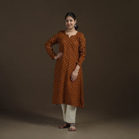 Bandhani Tie-Dye Cotton A-Line Kurta for women 02