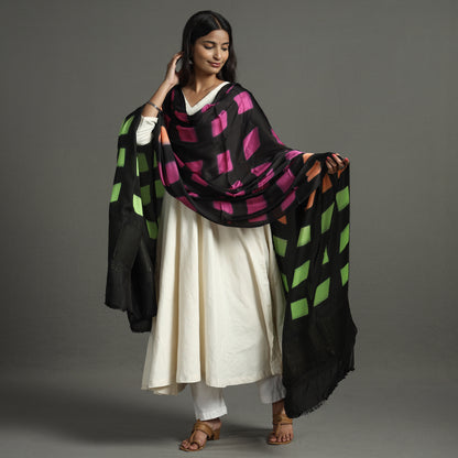 Multicolor - Shibori Clamp Dyed Modal Silk Dupatta with Zari Border 23