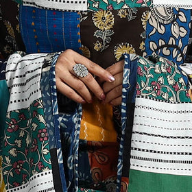 Multicolor - indigo cotton reversible patchwork dupatta 16