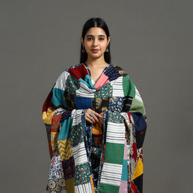 Multicolor - indigo cotton reversible patchwork dupatta 16