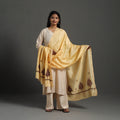 Light yellow - hand embroidered chanderi silk handloom