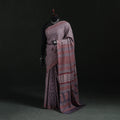 Handwoven Merino Wool Natural Dyed Hand Block Bagh Print Saree 01