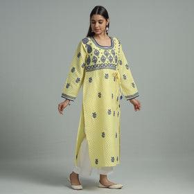  Chikankari Hand Embroidered Cotton Long Kurta for Women