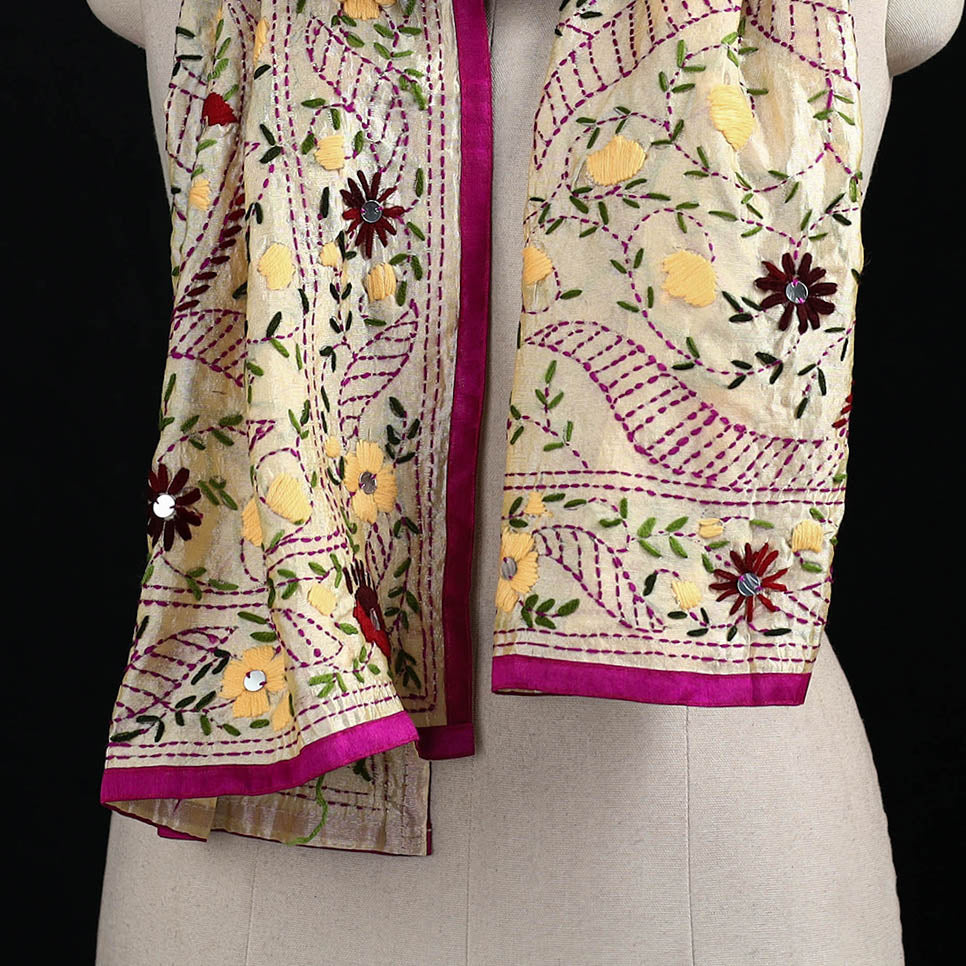Ranihati Chanderi Silk Hand Embroidered Stole 27