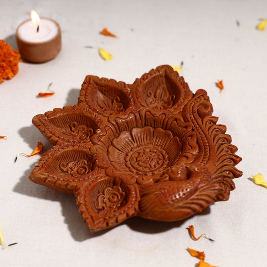 Festive Decor Terracotta Handmade Diya Thali