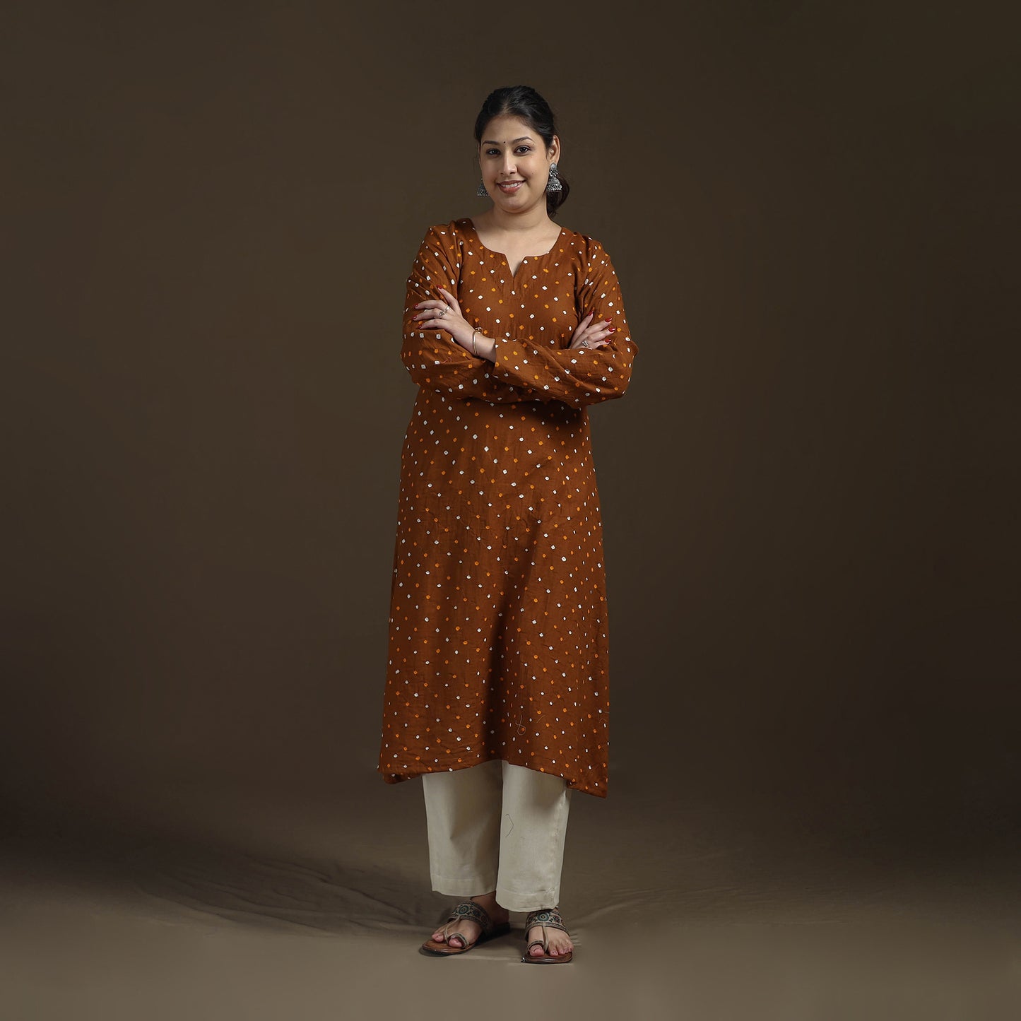 Bandhani Tie-Dye Cotton A-Line Kurta for women 02