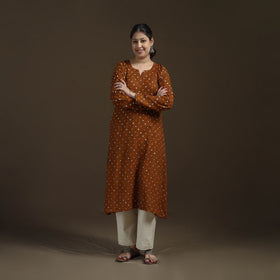 Bandhani Tie-Dye Cotton A-Line Kurta for women 02