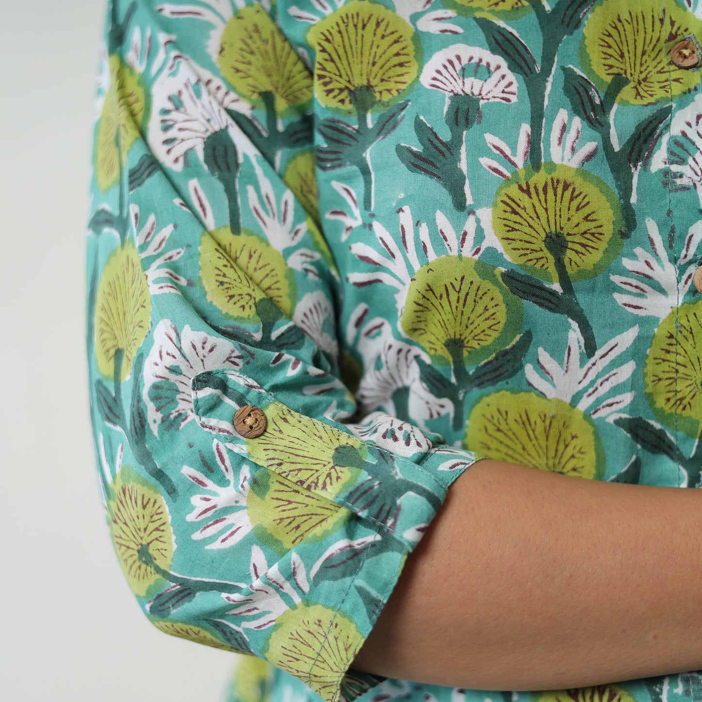 Green - Block Printed Cotton Sanganeri Co-Ord Set 05