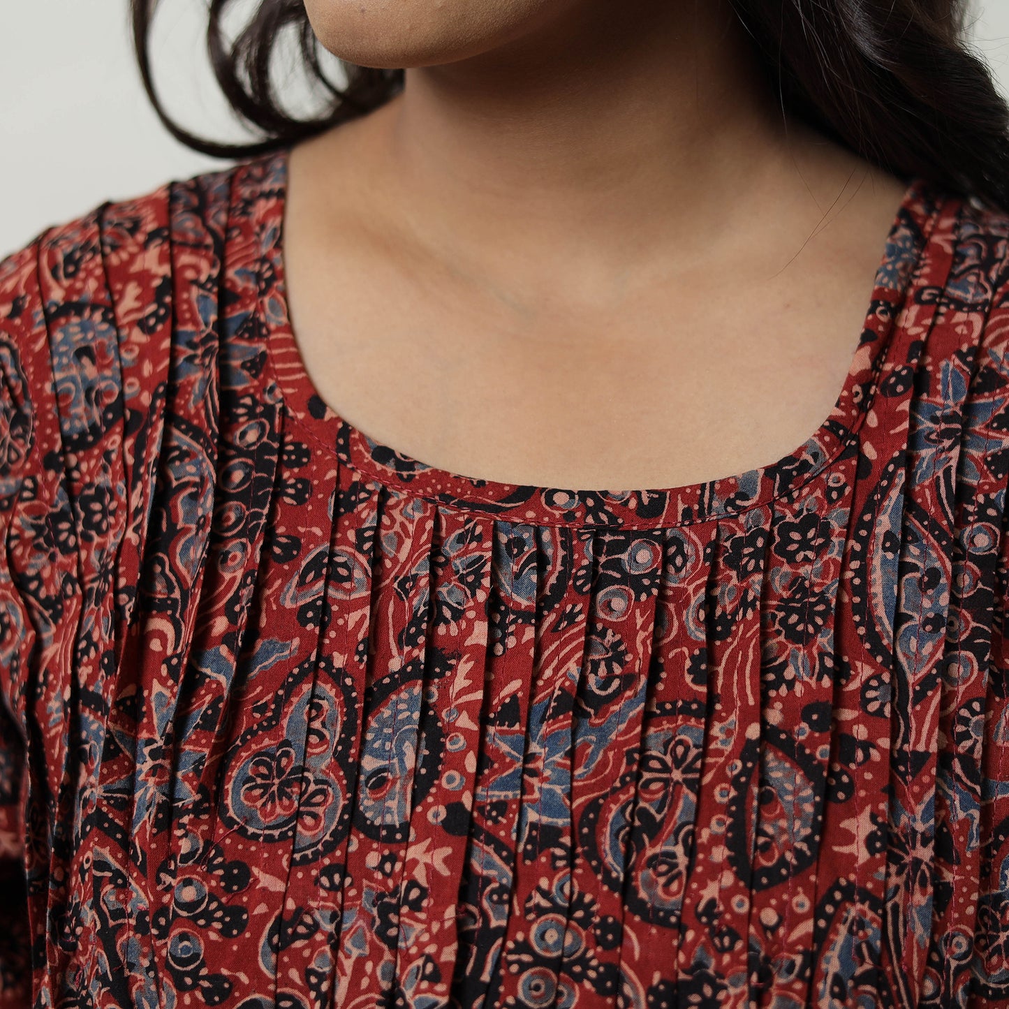 Red - Ajrakh Block Printed Cotton Crop Top 10