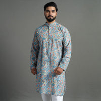 Sanganeri Block Printed Cotton Men Long Kurta 08